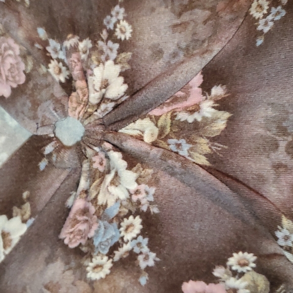 Pretty Brown stretch Floral Dress top xl - Picture 2 of 8